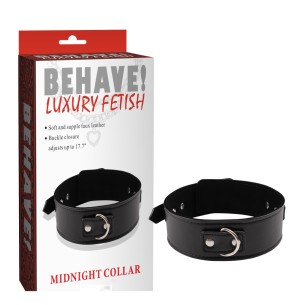 קולר BDSM עם לולאה לחיבור רצועה | Midnight Collar – BEHAVE
