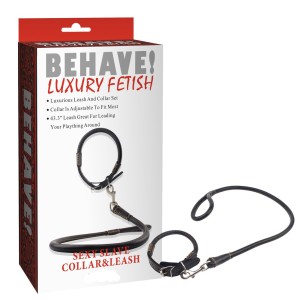 סט קולר ורצועה BDSM דמוי עור |  Sexy Slave Collar & Leash