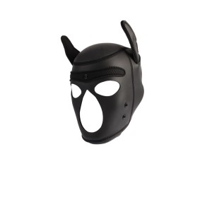 מסכת דוגי BDSM שחורה עם פה נשלף וניטים | Dog Fetish Mask