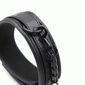 קולר הולכה שחור בעיצוב נאופרן | COLLAR & LEASH BLACK SET