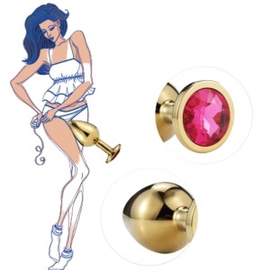 פלאג אנאלי מתכתי זהוב עם אבן צבעונית | Gold Metal Plug M