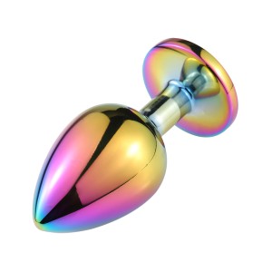 פלאג אנאלי מתכתי Rainbow עם אבן צבעונית | Rainbow Metal Plug M